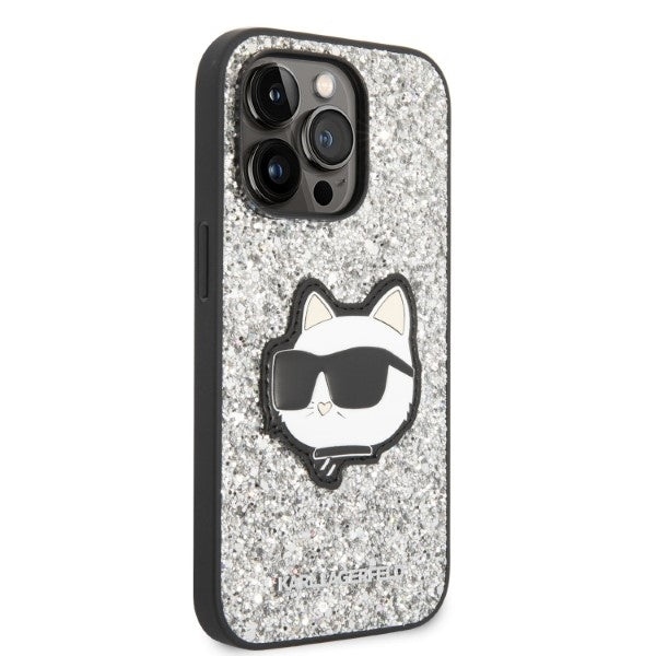 Karl Lagerfeld dėklas iPhone 14 Pro Max – sidabrinis, blizgus