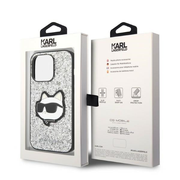 Karl Lagerfeld dėklas iPhone 14 Pro Max – sidabrinis, blizgus