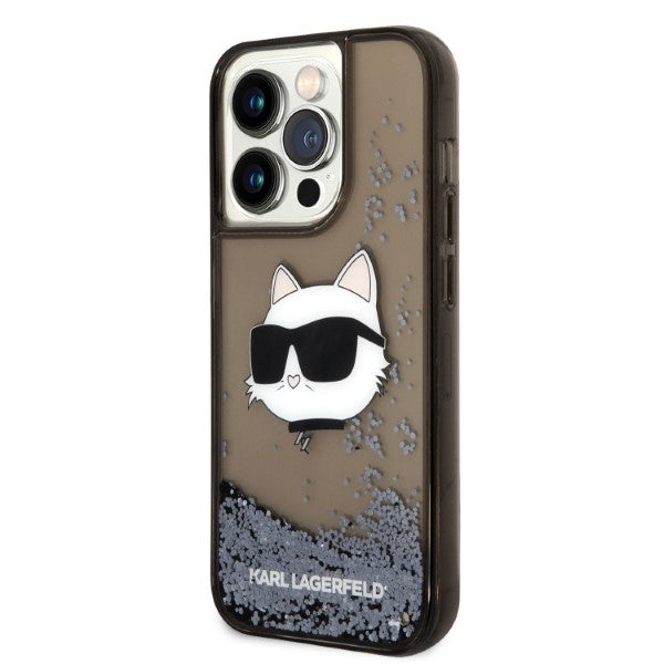 Karl Lagerfeld Liquid Glitter dėklas iPhone 14 Pro Max – juodas -- iPhone 14 Pro Max