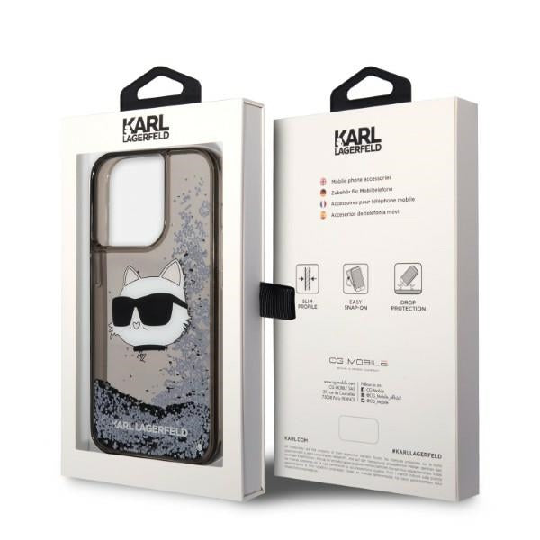 Karl Lagerfeld Liquid Glitter dėklas iPhone 14 Pro Max – juodas -- iPhone 14 Pro Max