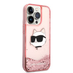 Karl Lagerfeld blizgus dėklas iPhone 14 Pro Max – rožinis