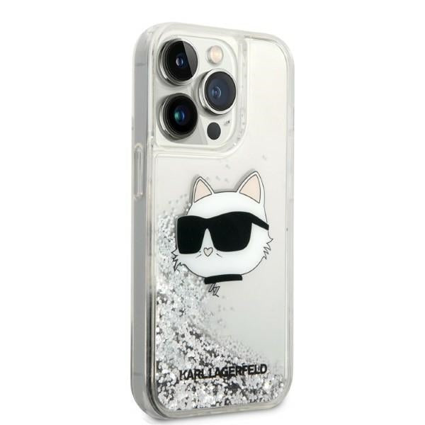 Karl Lagerfeld blizgus dėklas iPhone 14 Pro Max – sidabrinis