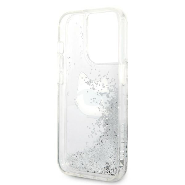 Karl Lagerfeld blizgus dėklas iPhone 14 Pro Max – sidabrinis