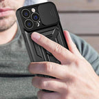 Hybrid Armor Camshield dėklas, skirtas Motorola Moto G62 5G šarvuotas dėklas su fotoaparato dangteliu juodas -- Motorola...