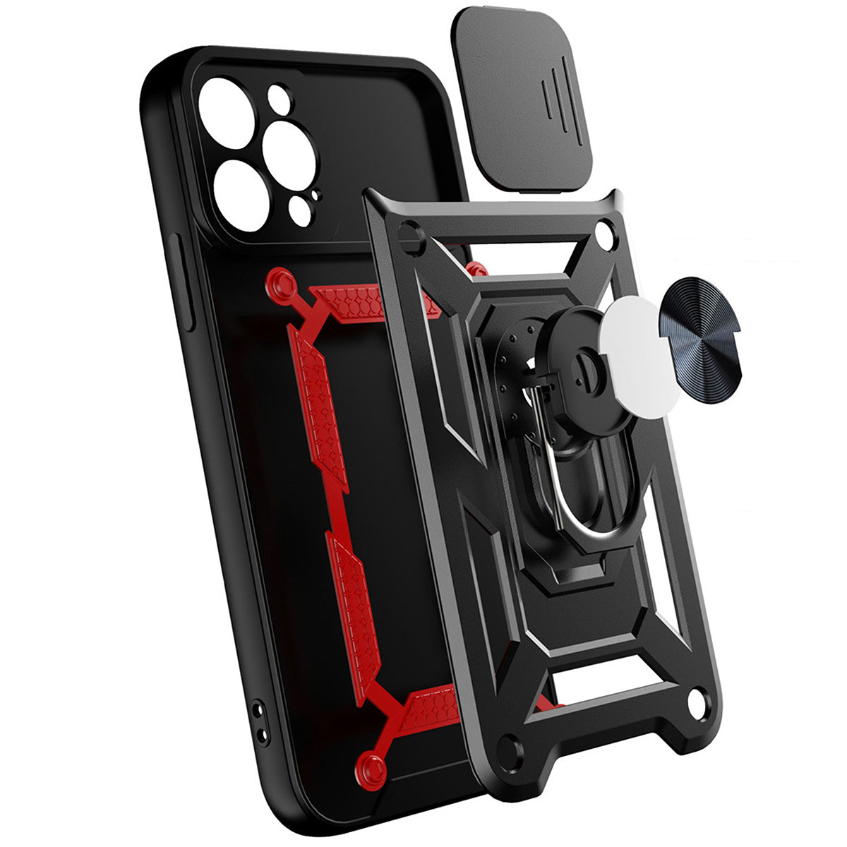 Hybrid Armor Camshield dėklas, skirtas Motorola Moto G62 5G šarvuotas dėklas su fotoaparato dangteliu juodas -- Motorola...