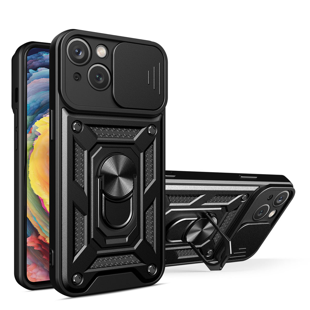 Realme 10 Pro+ dėklas su kameros dangteliu – juodas -- Realme 10 Pro+