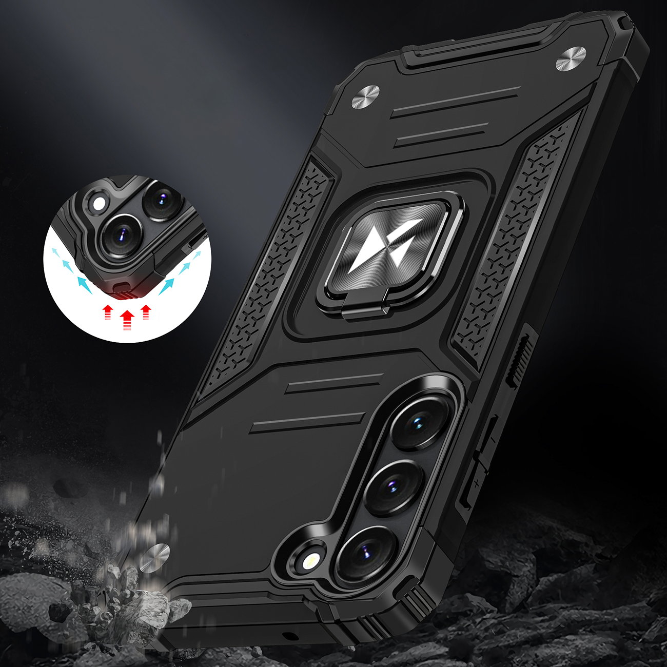 Wozinsky Ring Armor dėklas Samsung Galaxy S23+ – juodas