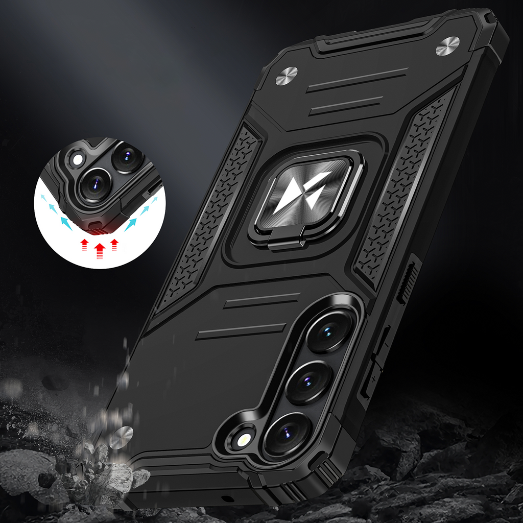 Wozinsky Ring Armor dėklas Galaxy S23 – juodas su žiedu