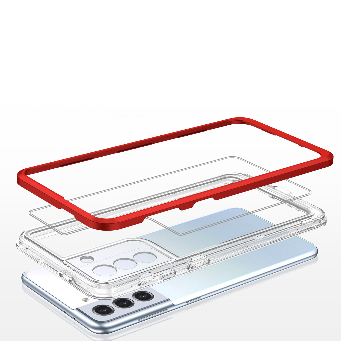 Skaidrus šarvuotas dėklas Samsung Galaxy S23+ – raudonas