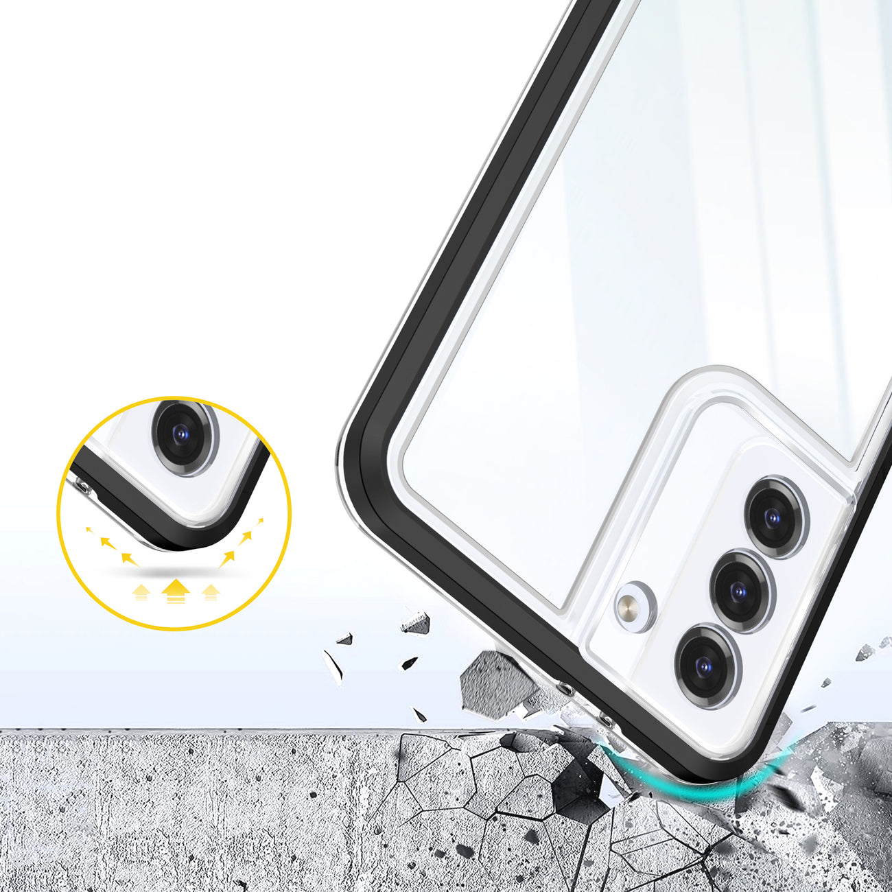 Skaidrus „Clear 3in1“ dėklas Samsung Galaxy S23+ – juodas rėmelis