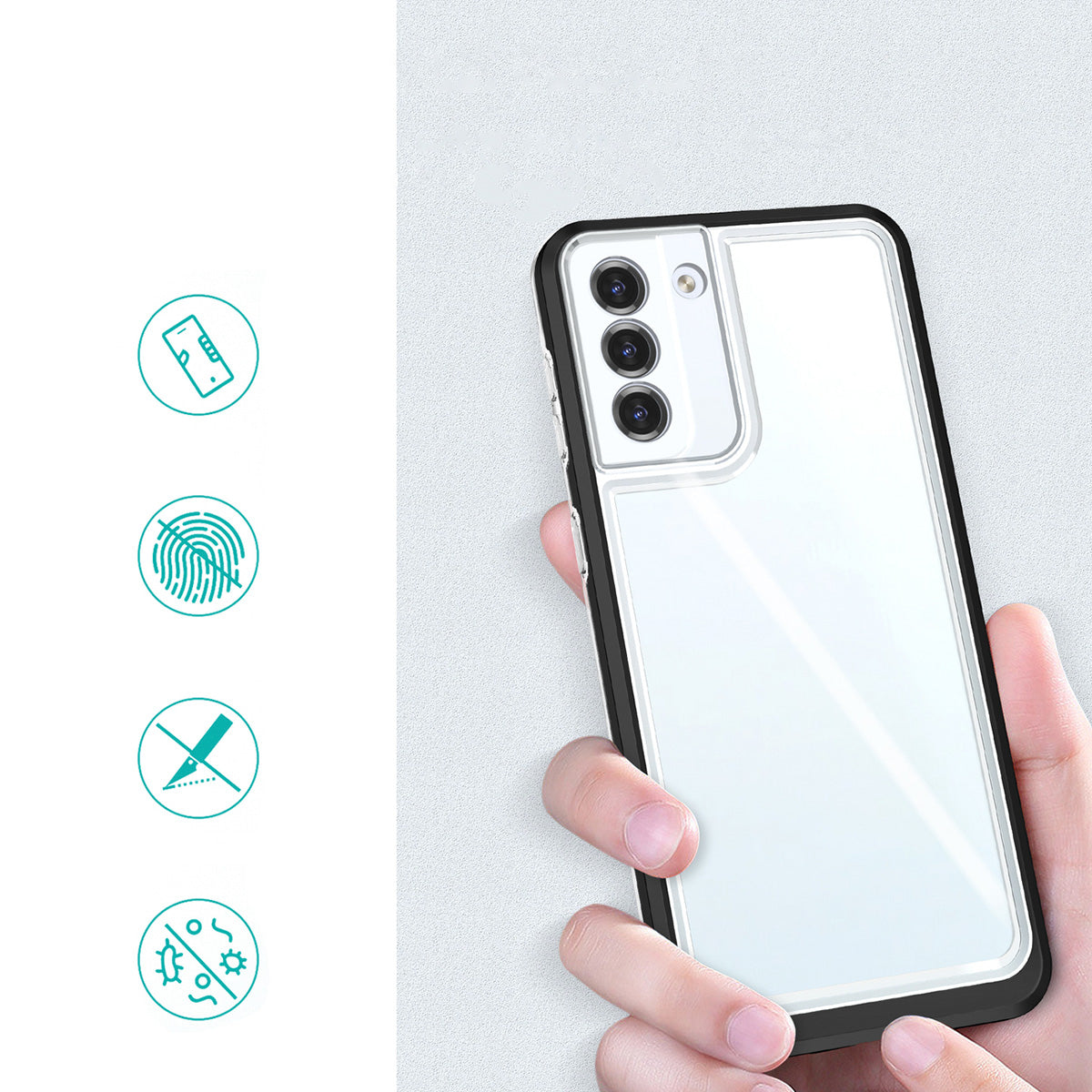 Skaidrus „Clear 3in1“ dėklas Samsung Galaxy S23+ – juodas rėmelis