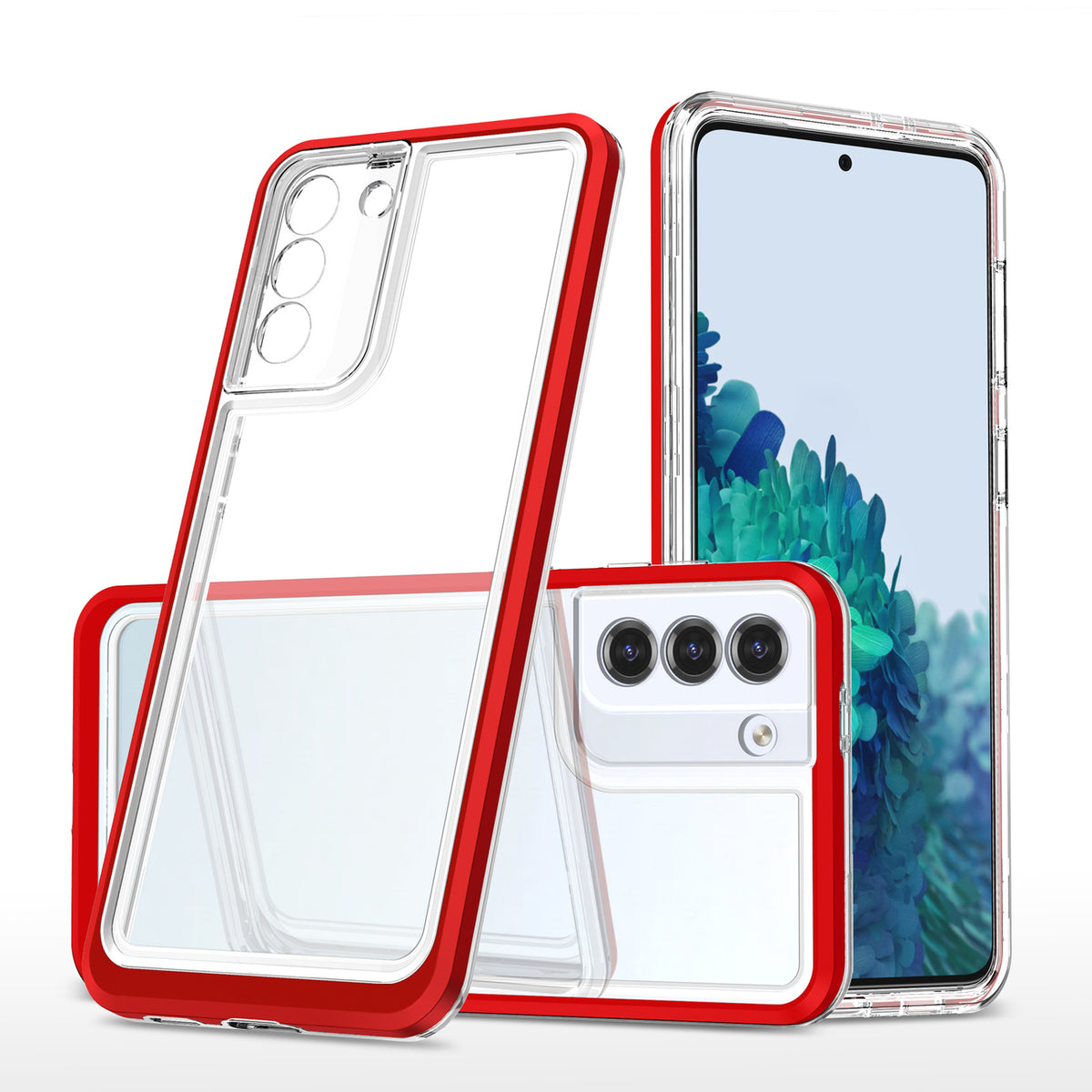 Skaidrus šarvuotas dėklas Samsung Galaxy S23 – raudonas