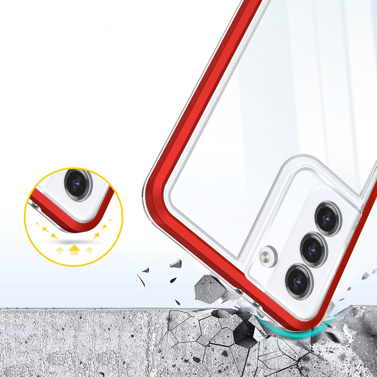 Skaidrus šarvuotas dėklas Samsung Galaxy S23 – raudonas