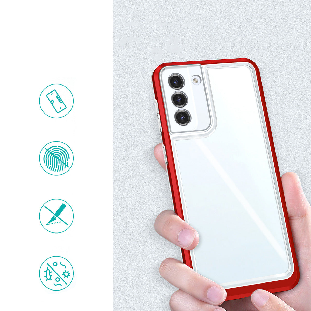 Skaidrus šarvuotas dėklas Samsung Galaxy S23 – raudonas