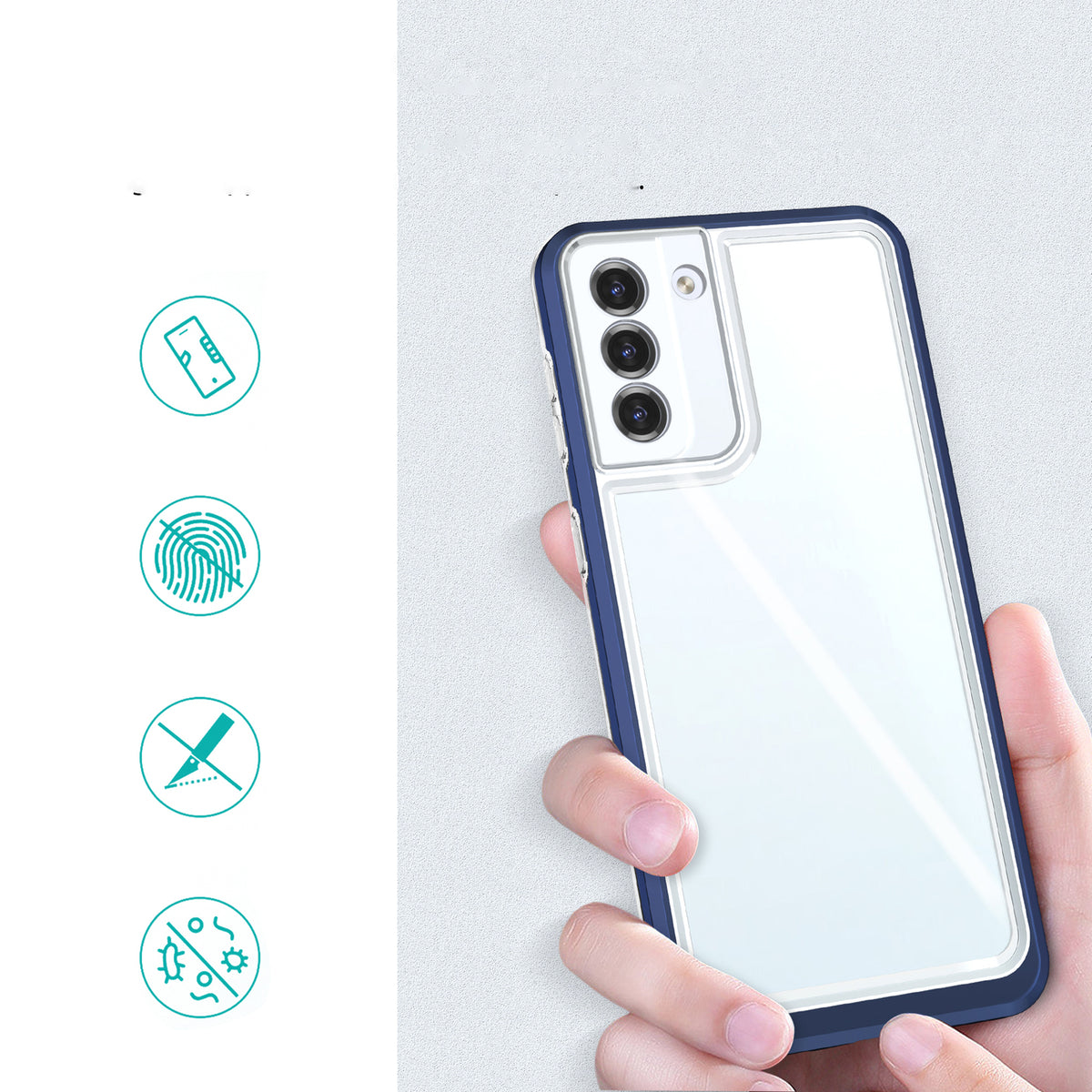 Skaidrus šarvuotas dėklas Samsung Galaxy S23 – mėlynas