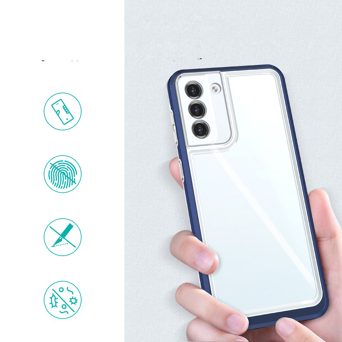 Skaidrus šarvuotas dėklas Samsung Galaxy S23 – mėlynas