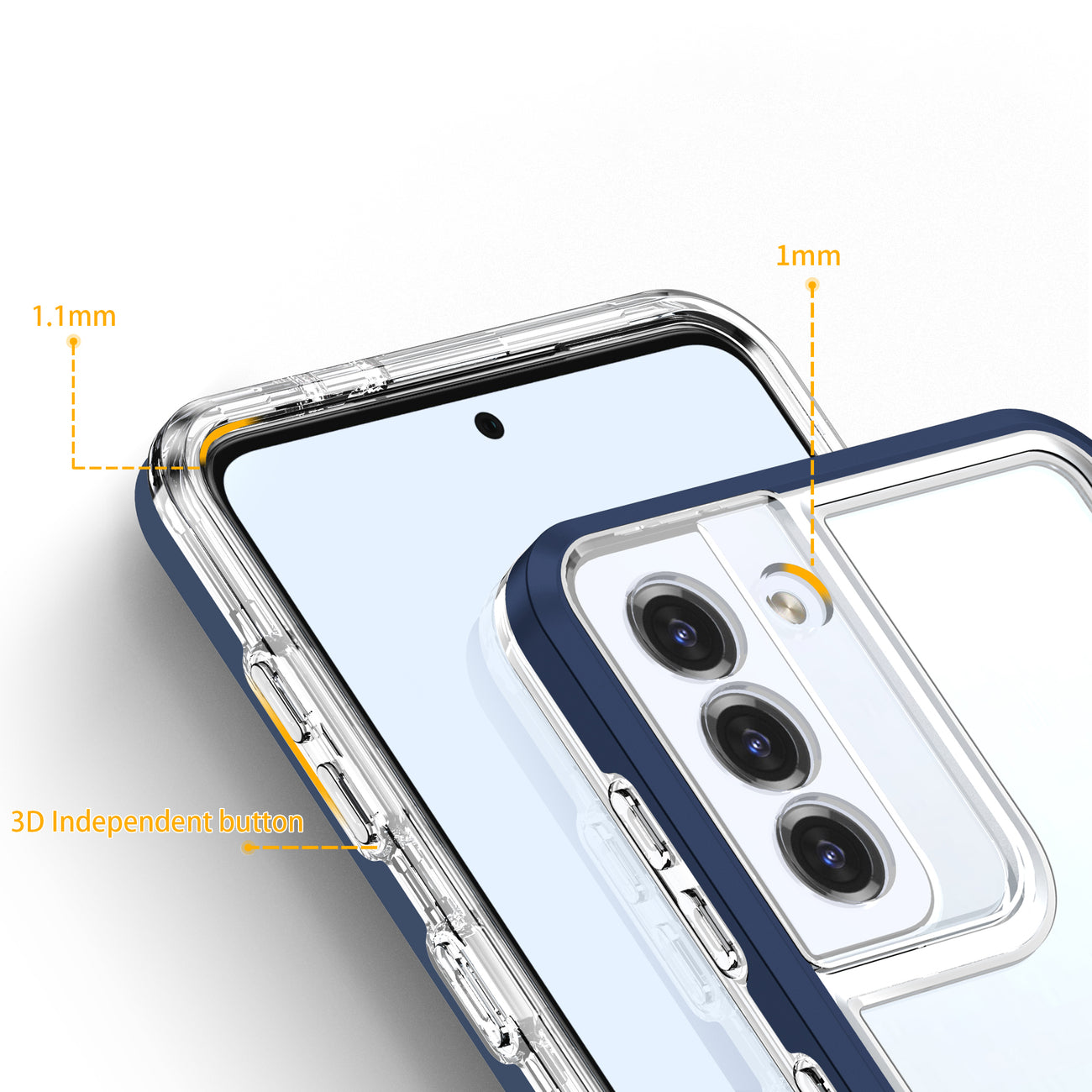 Skaidrus šarvuotas dėklas Samsung Galaxy S23 – mėlynas