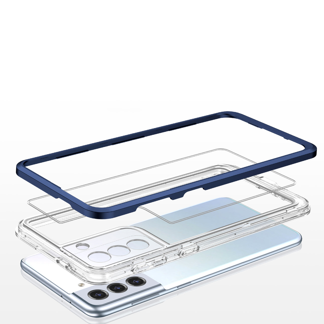 Skaidrus šarvuotas dėklas Samsung Galaxy S23 – mėlynas