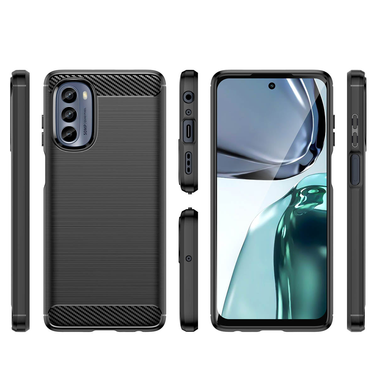 Anglies dėklas, skirtas Motorola Moto G62 5G lankstus silikoninis anglies dangtelis juodas -- Motorola Moto G62