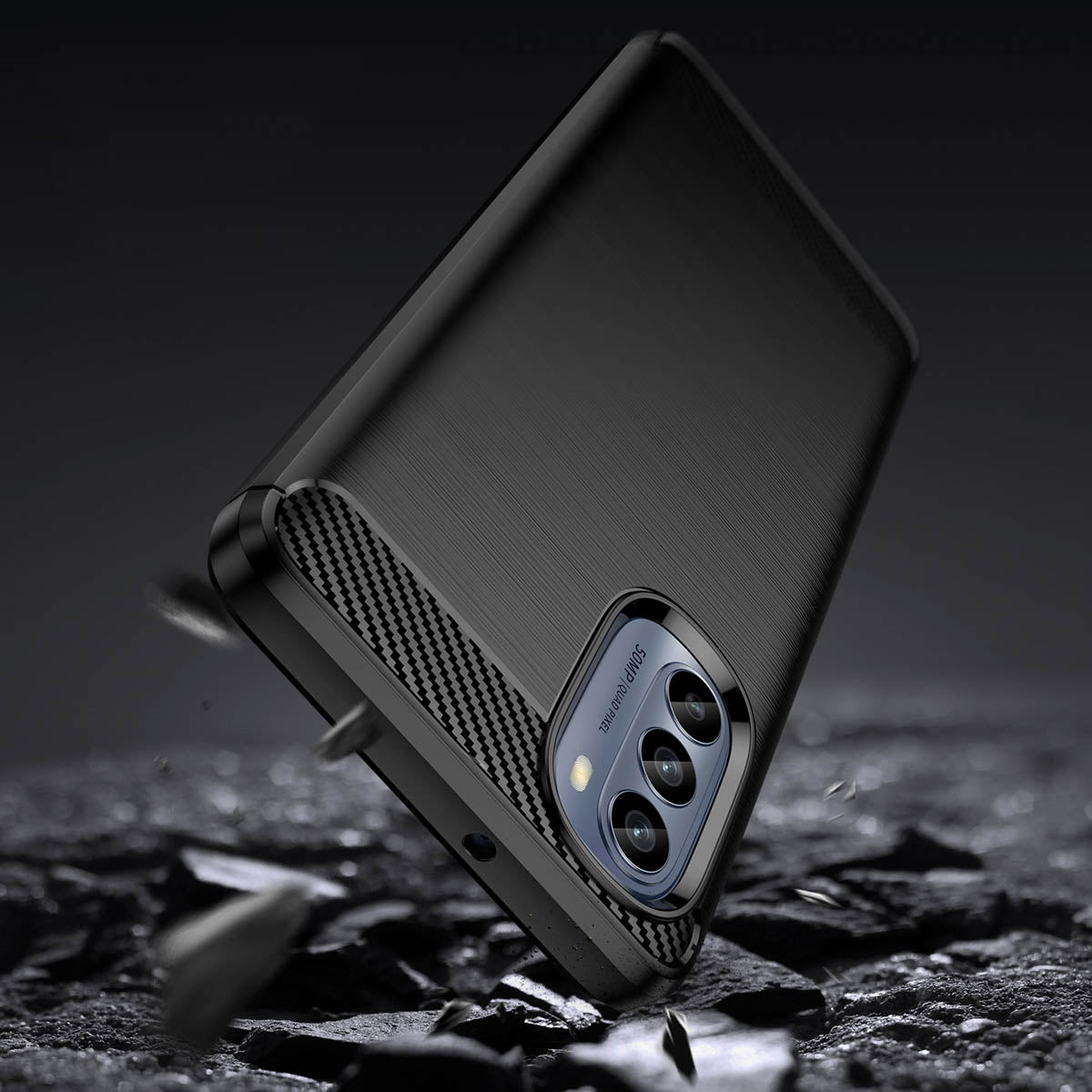 Anglies dėklas, skirtas Motorola Moto G62 5G lankstus silikoninis anglies dangtelis juodas -- Motorola Moto G62