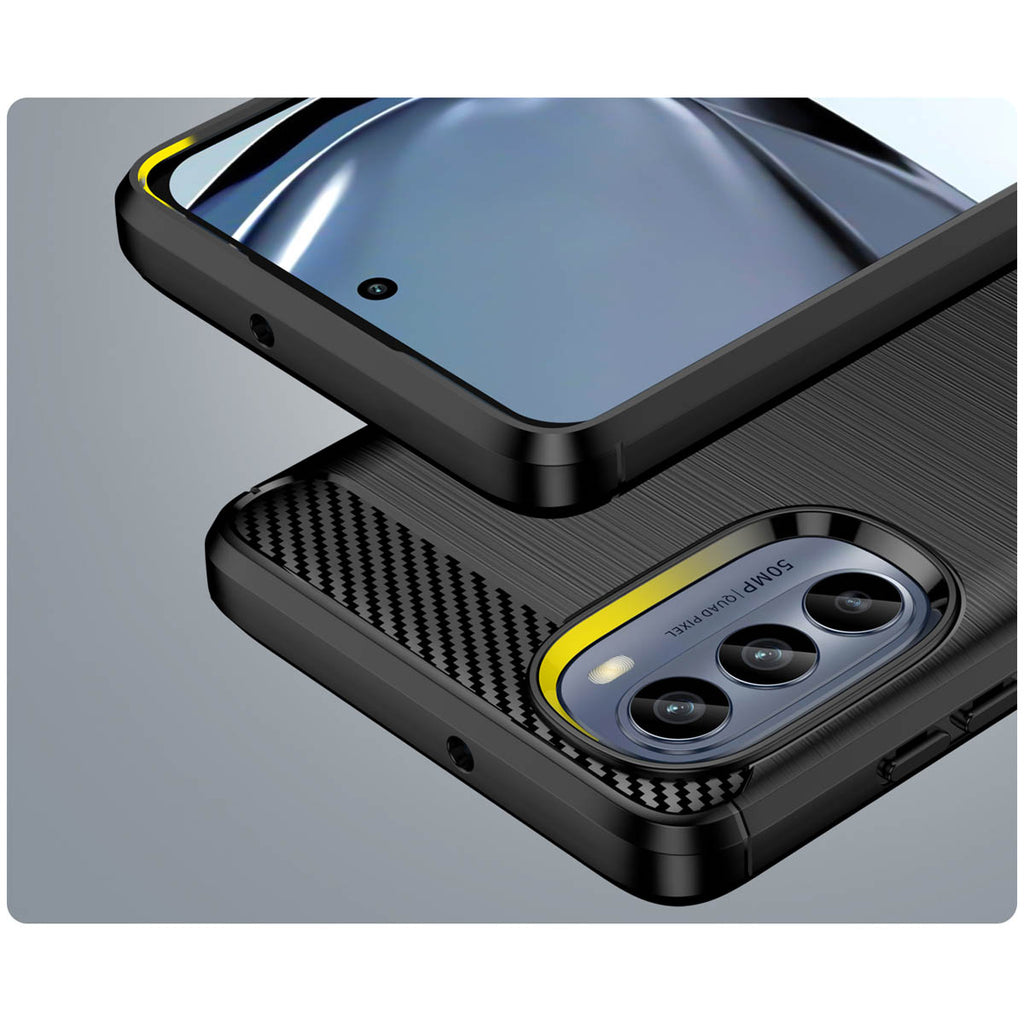 Anglies dėklas, skirtas Motorola Moto G62 5G lankstus silikoninis anglies dangtelis juodas -- Motorola Moto G62