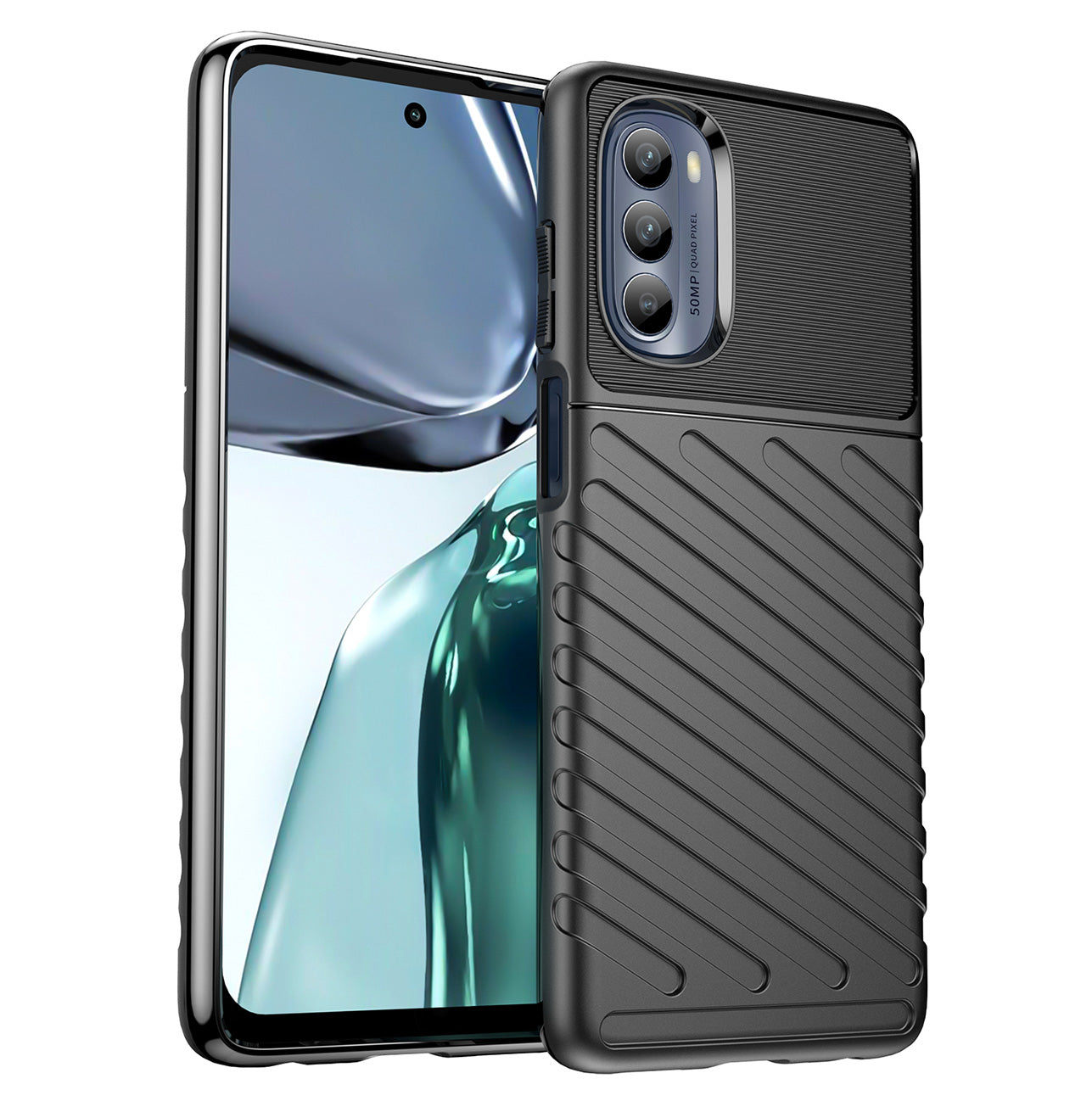 „Thunder“ dėklas, skirtas Motorola Moto G62 5G juodas silikoninis šarvų dėklas -- Motorola Moto G62