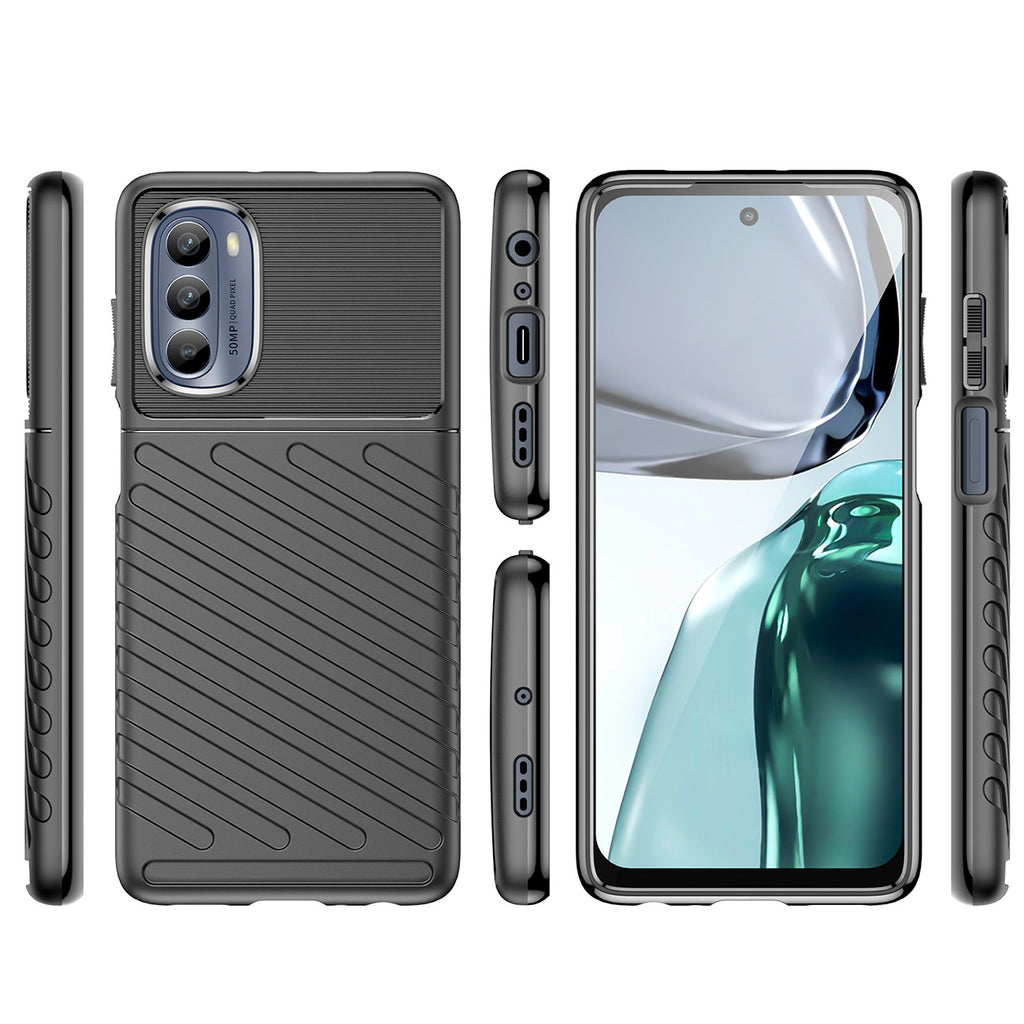 „Thunder“ dėklas, skirtas Motorola Moto G62 5G juodas silikoninis šarvų dėklas -- Motorola Moto G62