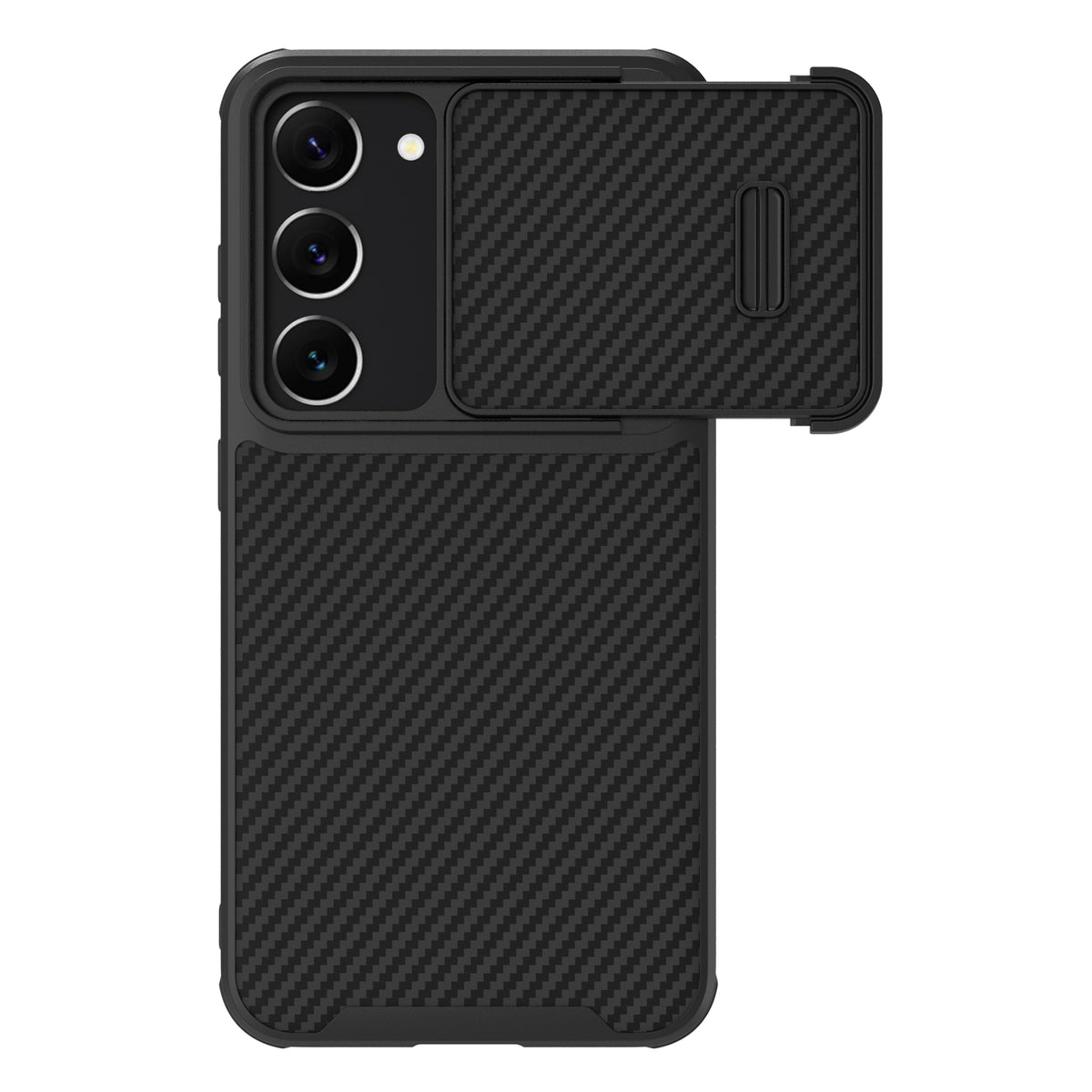 Nillkin dėklas Samsung Galaxy S23 su kameros dangteliu – juodas