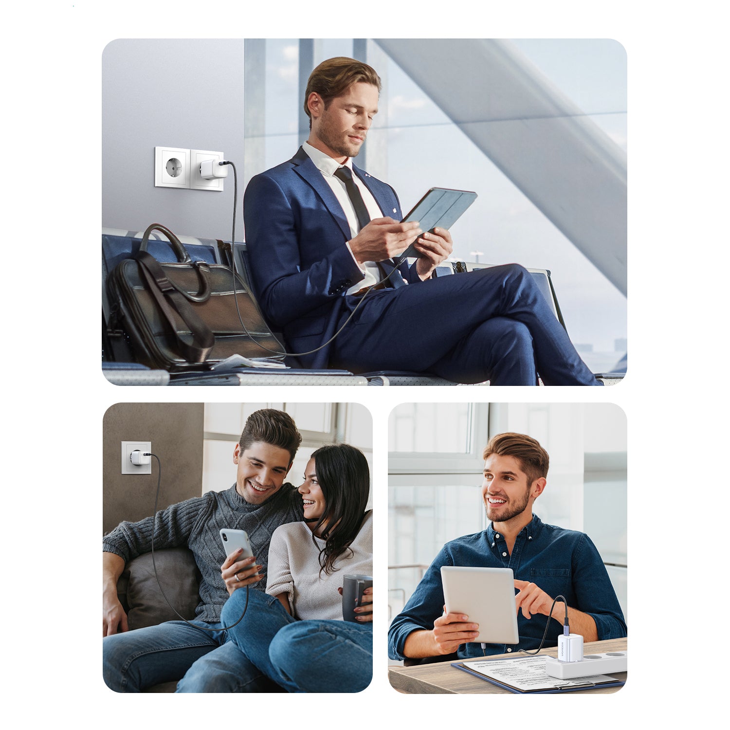 Ugreen Nexode mini CD318 15324 GaN 20W USB-C PD 3.0 / QC 4.0 tinklo įkroviklis - baltas -- Cell phone chargers