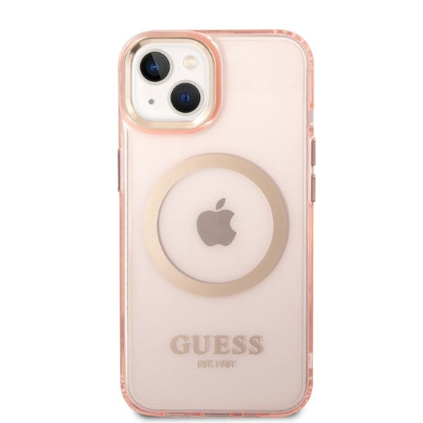 Guess MagSafe dėklas iPhone 14 6,1″ – rožinio aukso
