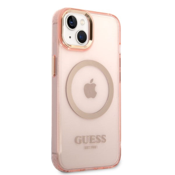 Guess MagSafe dėklas iPhone 14 6,1″ – rožinio aukso