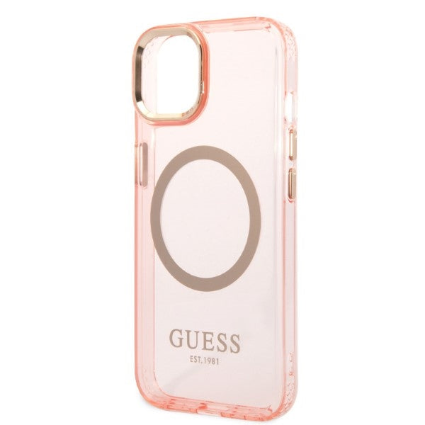 Guess MagSafe dėklas iPhone 14 6,1″ – rožinio aukso