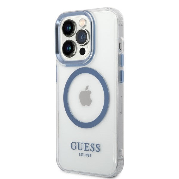 Guess MagSafe dėklas iPhone 14 Pro Max – mėlynas