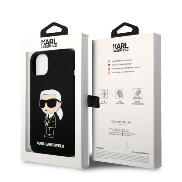 Karl Lagerfeld silikoninis MagSafe dėklas iPhone 14 Plus – juodas