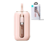 Joyroom mini išorinė baterija 10000mAh Colorful Series 22.5W su 2 integruotais USB-C ir Lightning laidais - rožinė (JR-L012)