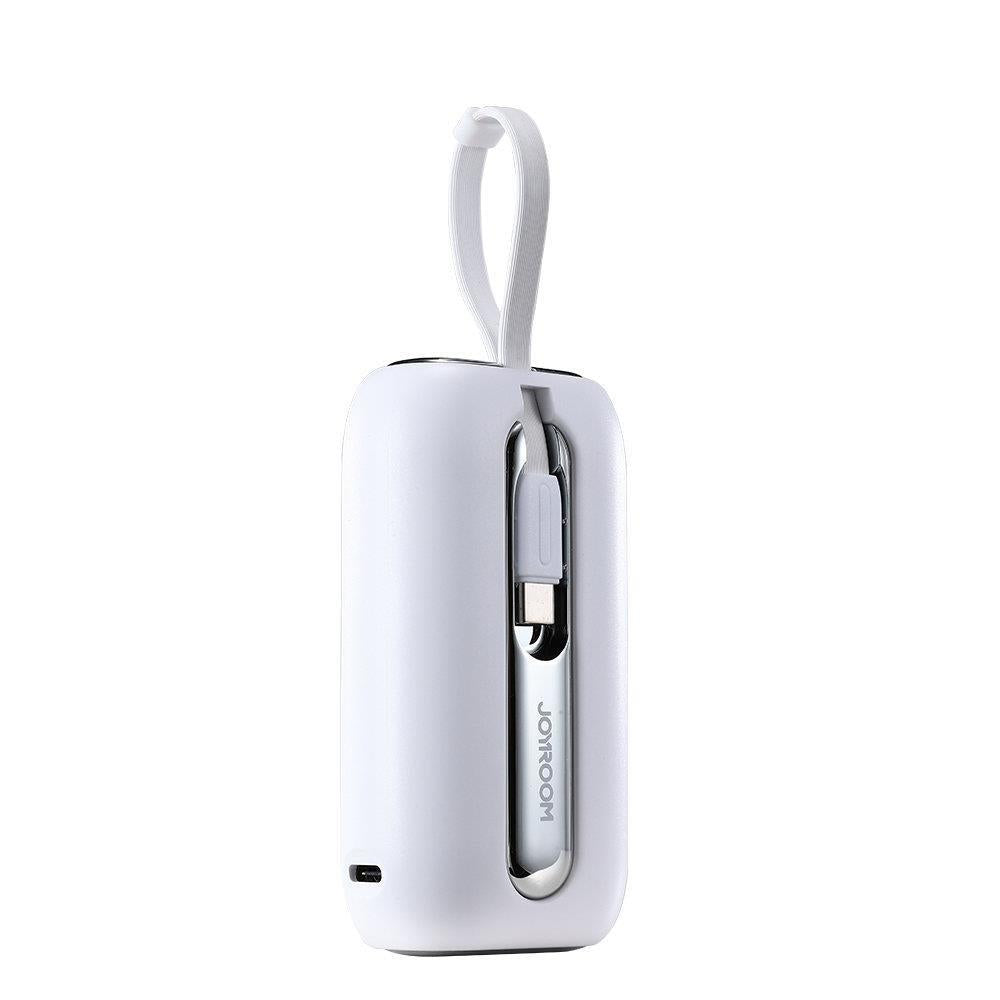 Joyroom mini išorinė baterija 10000mAh Colorful Series 22.5W su 2 integruotais USB-C ir Lightning laidais - balta (JR-L012)