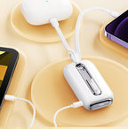 Joyroom mini išorinė baterija 10000mAh Colorful Series 22.5W su 2 integruotais USB-C ir Lightning laidais - balta (JR-L012)