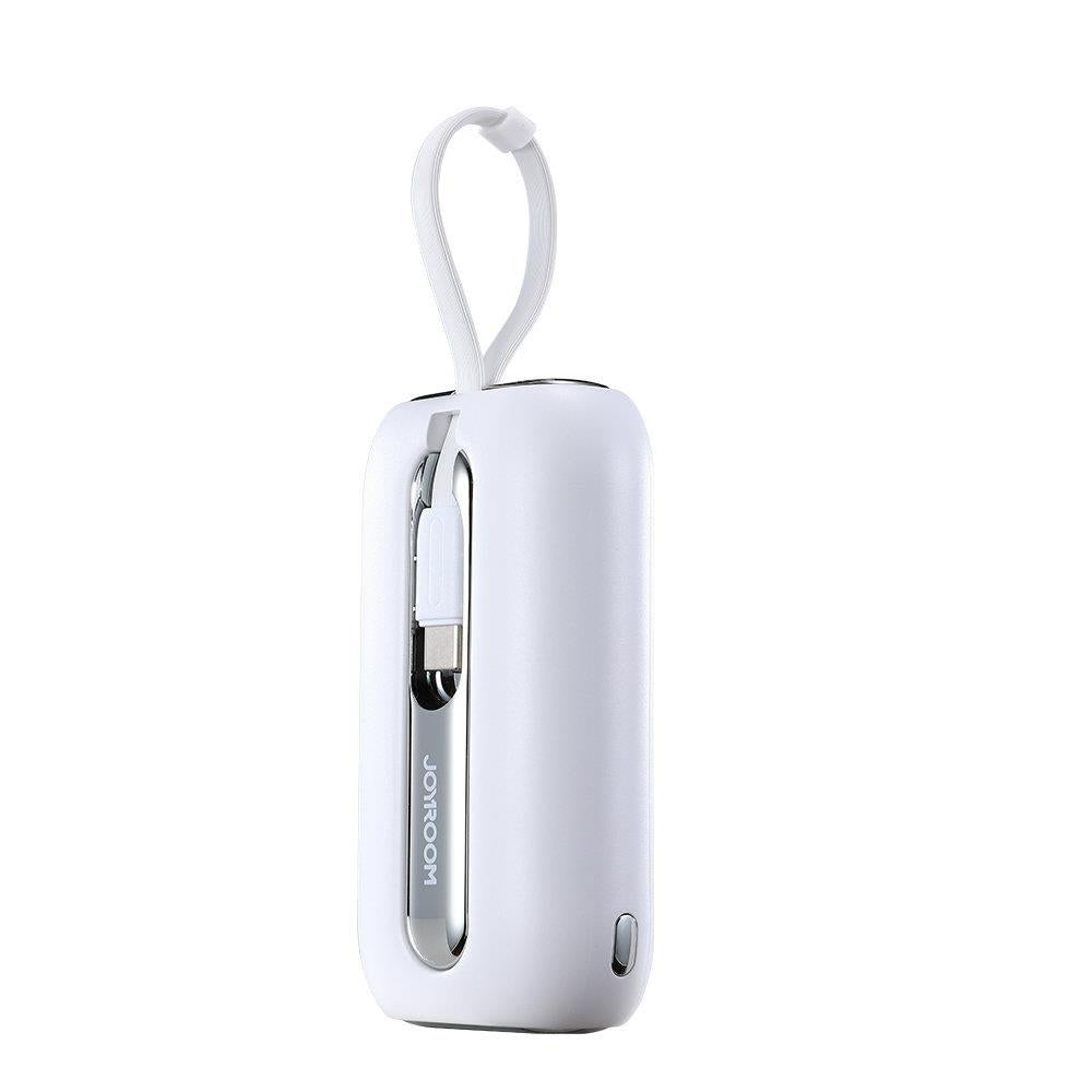 Joyroom mini išorinė baterija 10000mAh Colorful Series 22.5W su 2 integruotais USB-C ir Lightning laidais - balta (JR-L012)