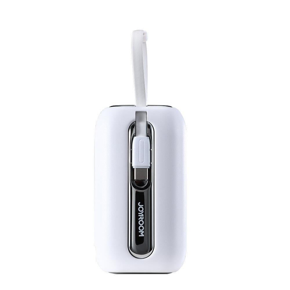 Joyroom mini išorinė baterija 10000mAh Colorful Series 22.5W su 2 integruotais USB-C ir Lightning laidais - balta (JR-L012)