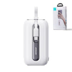 Joyroom mini išorinė baterija 10000mAh Colorful Series 22.5W su 2 integruotais USB-C ir Lightning laidais - balta (JR-L012)