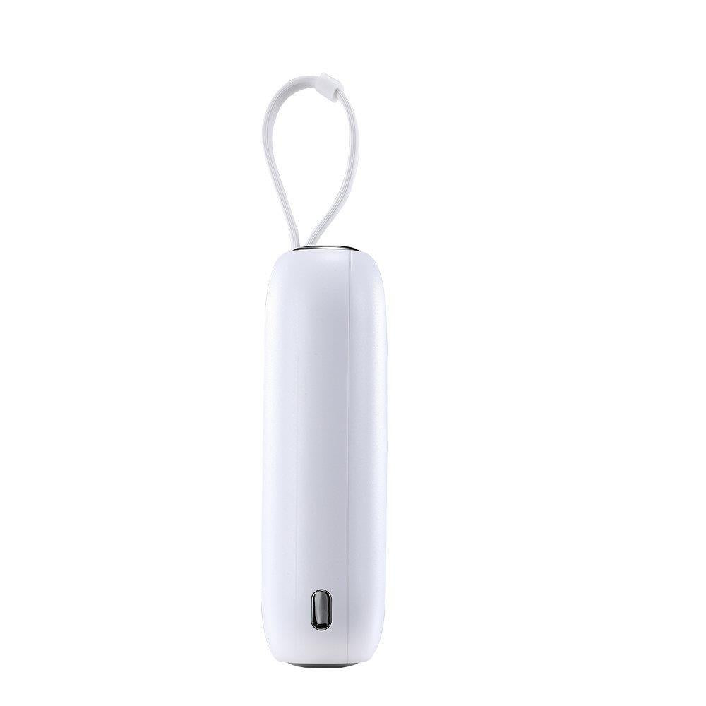 Joyroom mini išorinė baterija 10000mAh Colorful Series 22.5W su 2 integruotais USB-C ir Lightning laidais - balta (JR-L012)