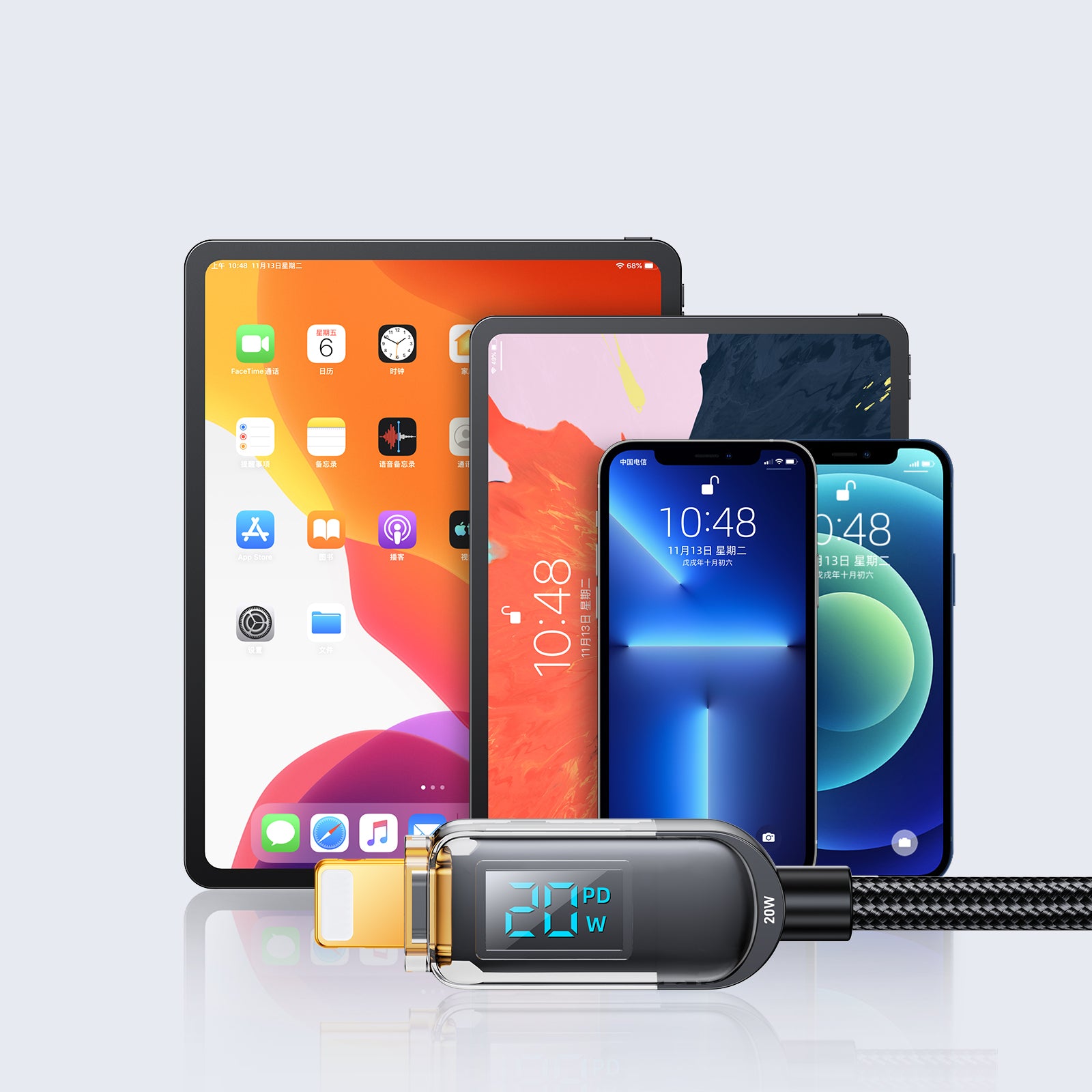 Joyroom A4 Laidas USB-C / Lightning 20W 1.2m su ekranu - juodas Antrasis paveikslėlis