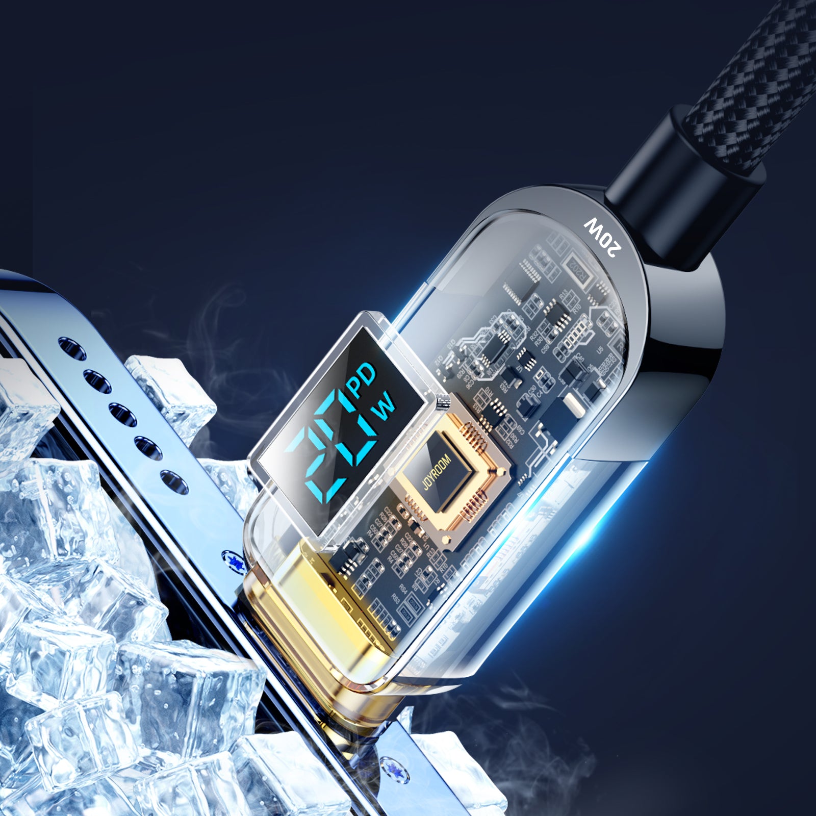 Joyroom A4 Laidas USB-C / Lightning 20W 1.2m su ekranu - juodas -- Cell phone cables