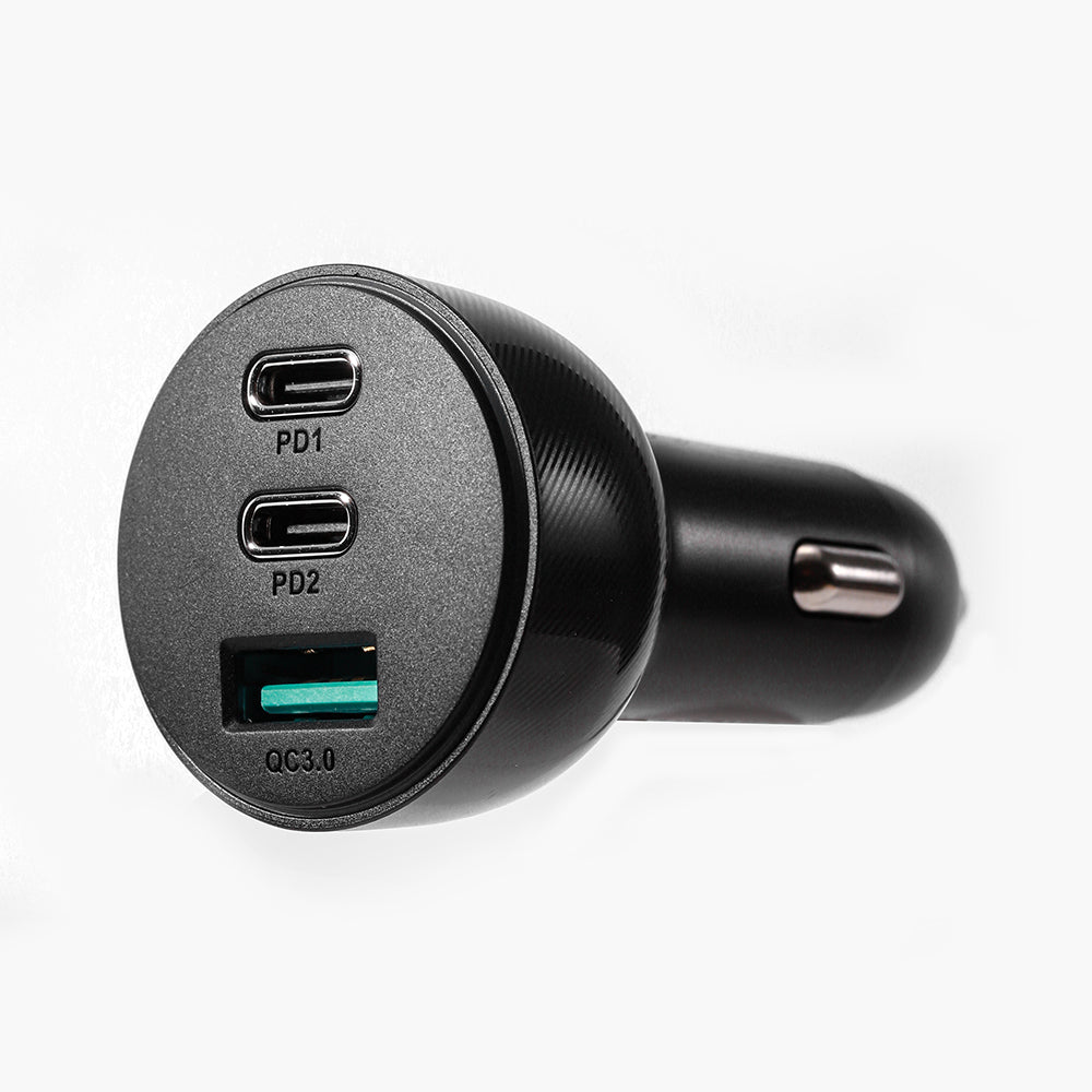 Joyroom Automobilinis įkroviklis 70W su 3 jungtimis: USB, 2 x USB C, juodas (JR-CL26)