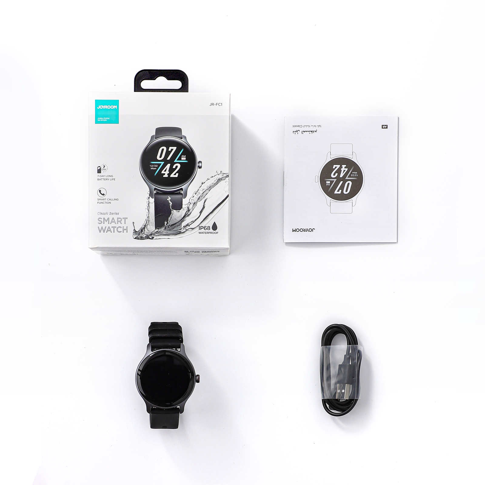 Joyroom Classic Series JR-FC1 išmanusis laikrodis su skambučių atsakymo funkcija / IP68 apsauga - pilkas -- Watch Straps