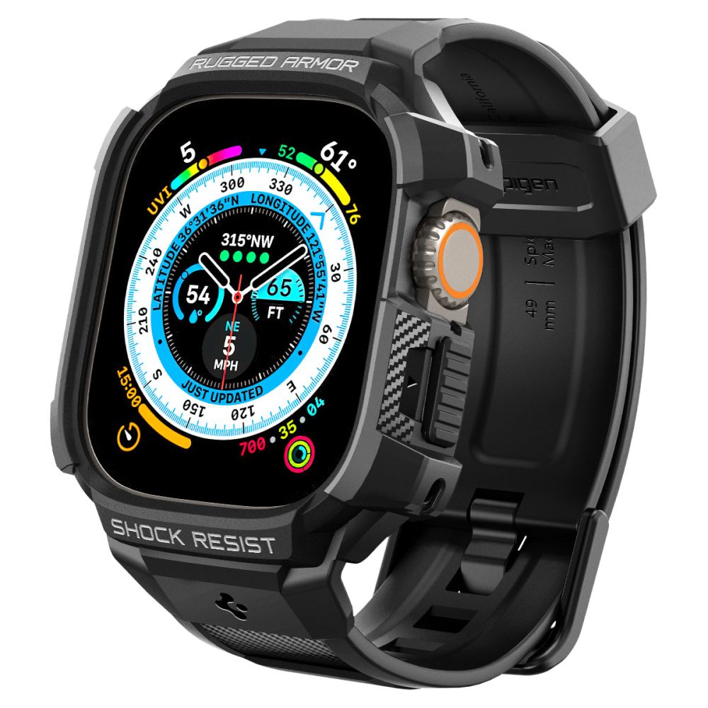 Spigen Rugged Armor Pro dirželis Apple Watch Ultra 49 mm – juodas