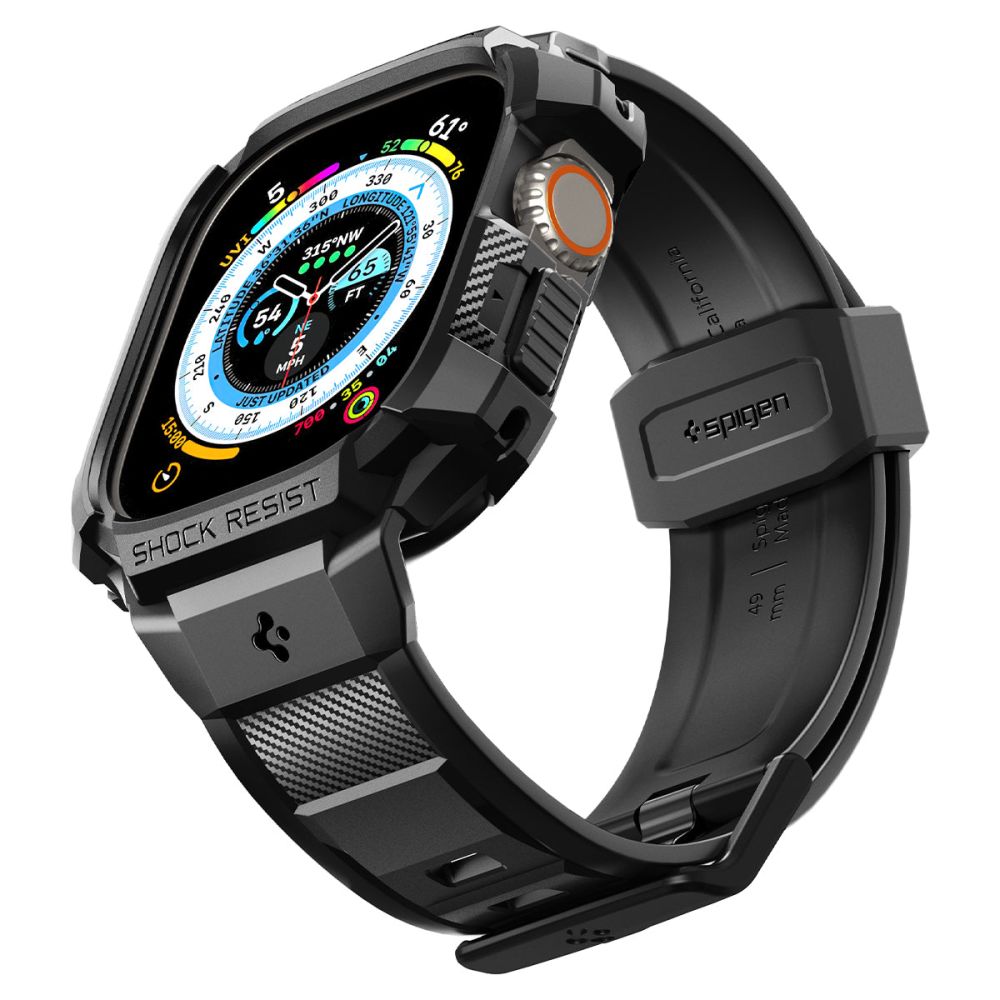 Spigen Rugged Armor Pro dirželis Apple Watch Ultra 49 mm – juodas