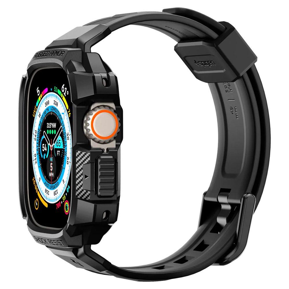 Spigen Rugged Armor Pro dirželis Apple Watch Ultra 49 mm – juodas