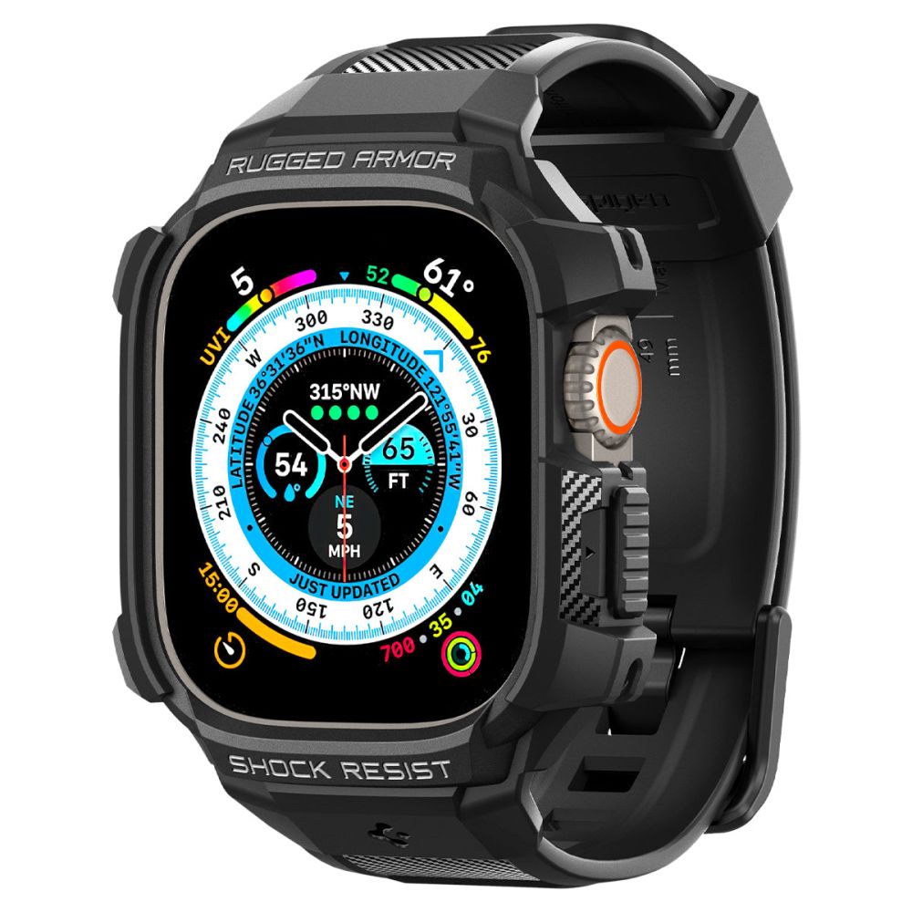 Spigen Rugged Armor Pro dirželis Apple Watch Ultra 49 mm – juodas