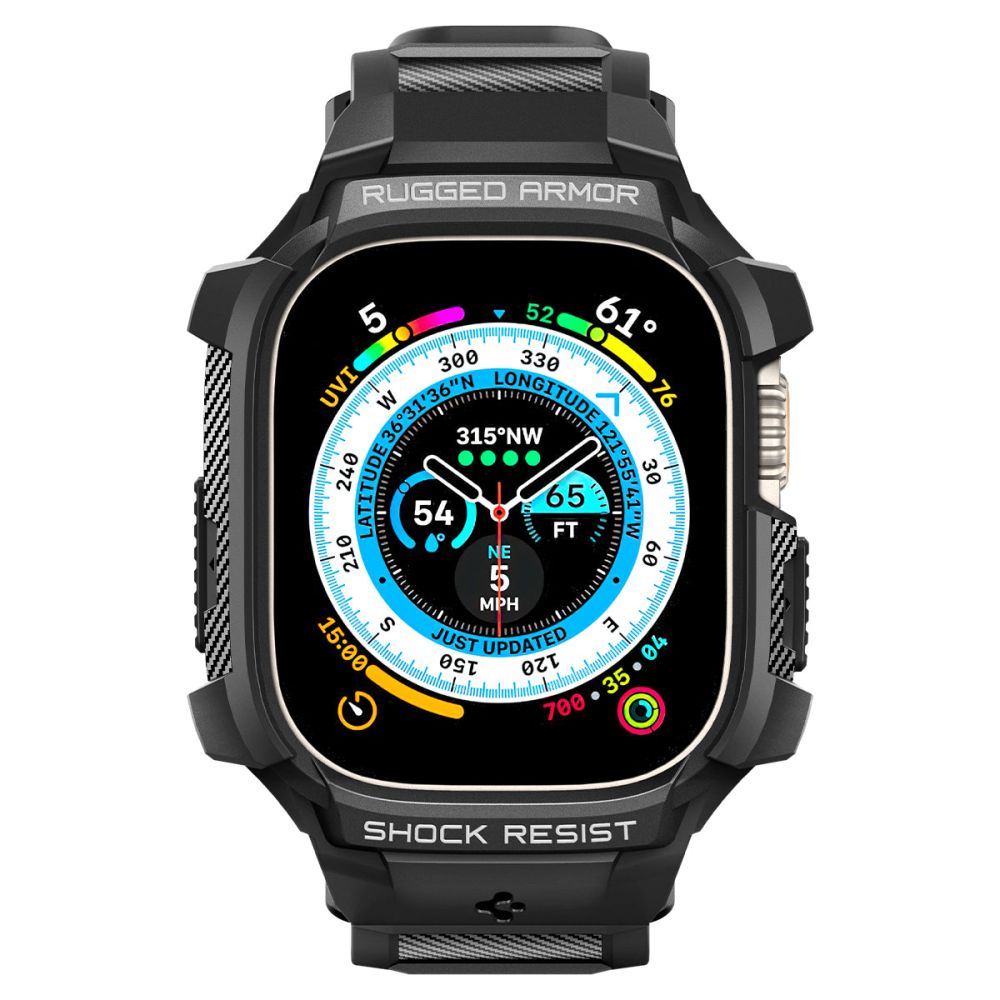 Spigen Rugged Armor Pro dirželis Apple Watch Ultra 49 mm – juodas